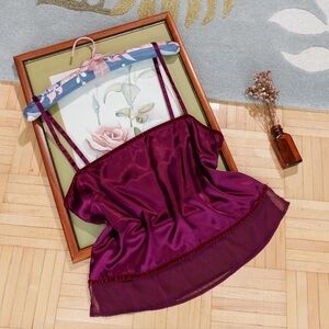 Vintage Victoria’s Secret deep burgundy coloured satin and chiffon camisole